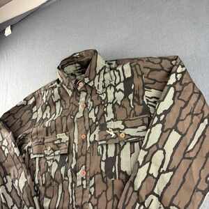 Duck Bay Shirt Men's 8 L Trebark Camo Long Sleeve Hunting Outdoor Duck 80s VTG